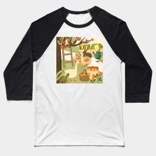 Farm illustration with bunny and goose Baseball T-Shirt